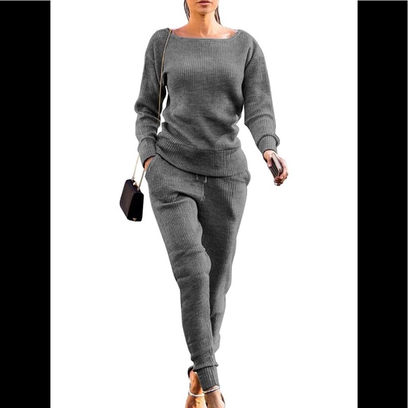 Pants - 🆕Rib-knit Top and Long Pants 2 Piece Jumpsuit Set